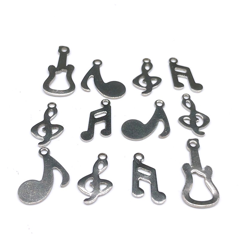 20 Pcs Liontin Bentuk Note Musik Bahan Stainless Steel Untuk Membuat Perhiasan Charms