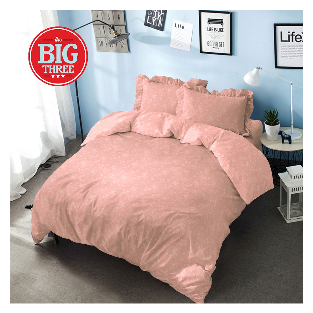 Bedcover + Sprei Rumbai 180x200 KINTAKUN Embos Aqua Barrier reef Peach Red Chili - KING 180 Polos BC