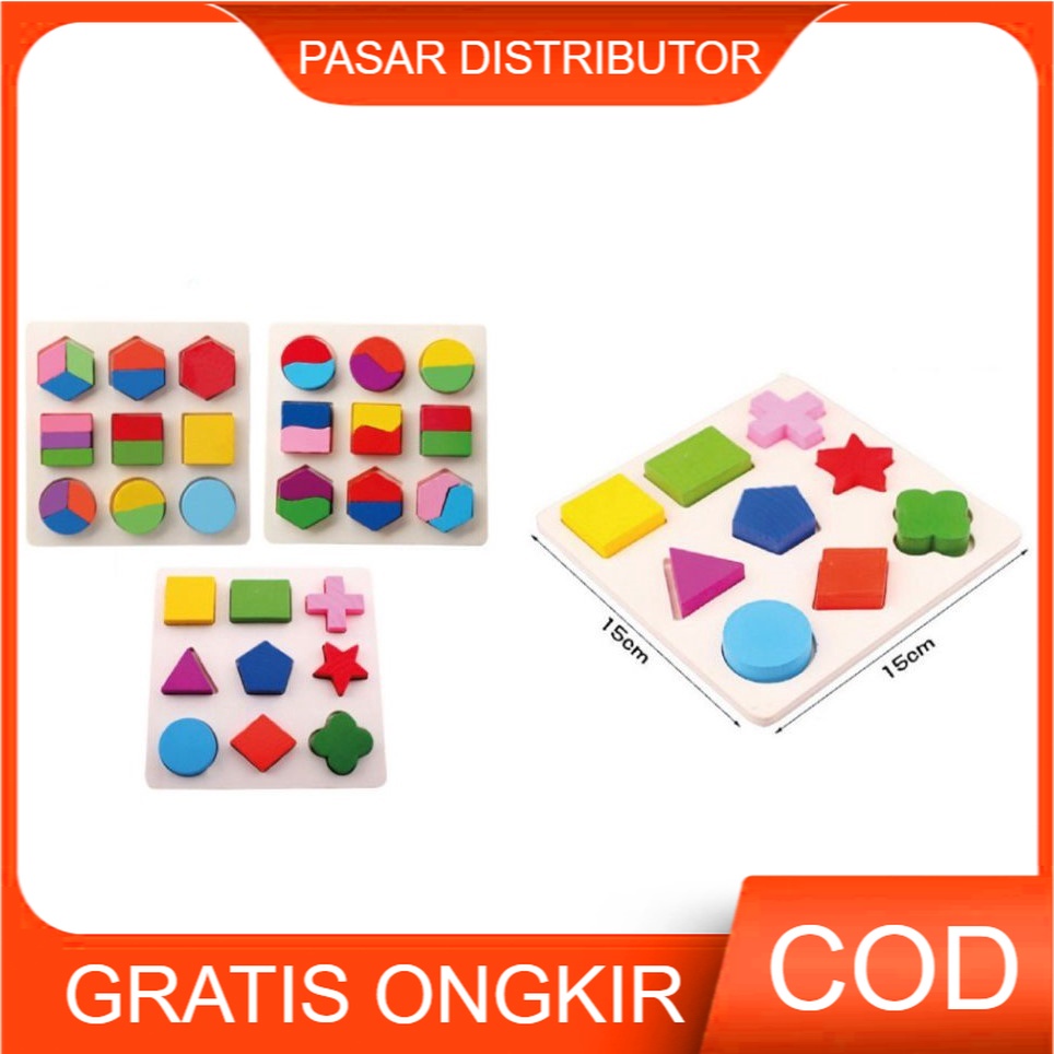 Mainan Edukasi Anak SHAPE PUZZLE Montessori Geometri Puzzle Shape Anak