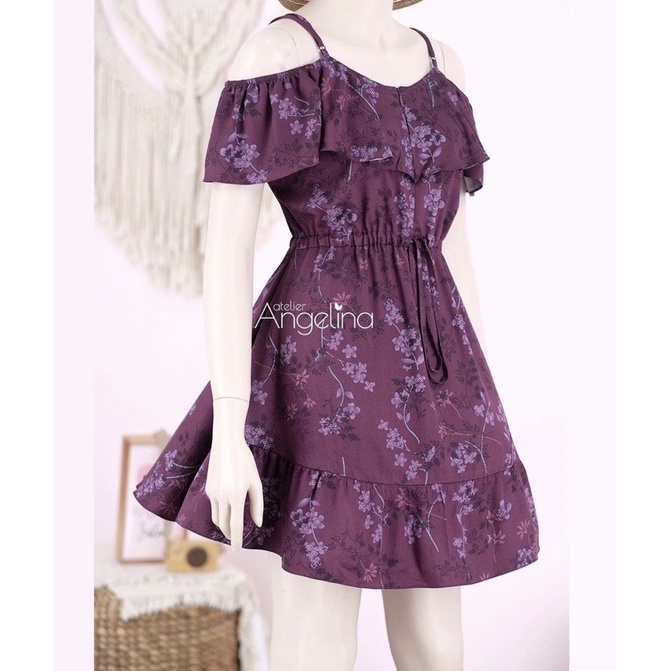 AA ANGELINA ATELIER DRESS EMILY SIZE MEDIUM, BIG WINTER FLORAL DARK CHERRY