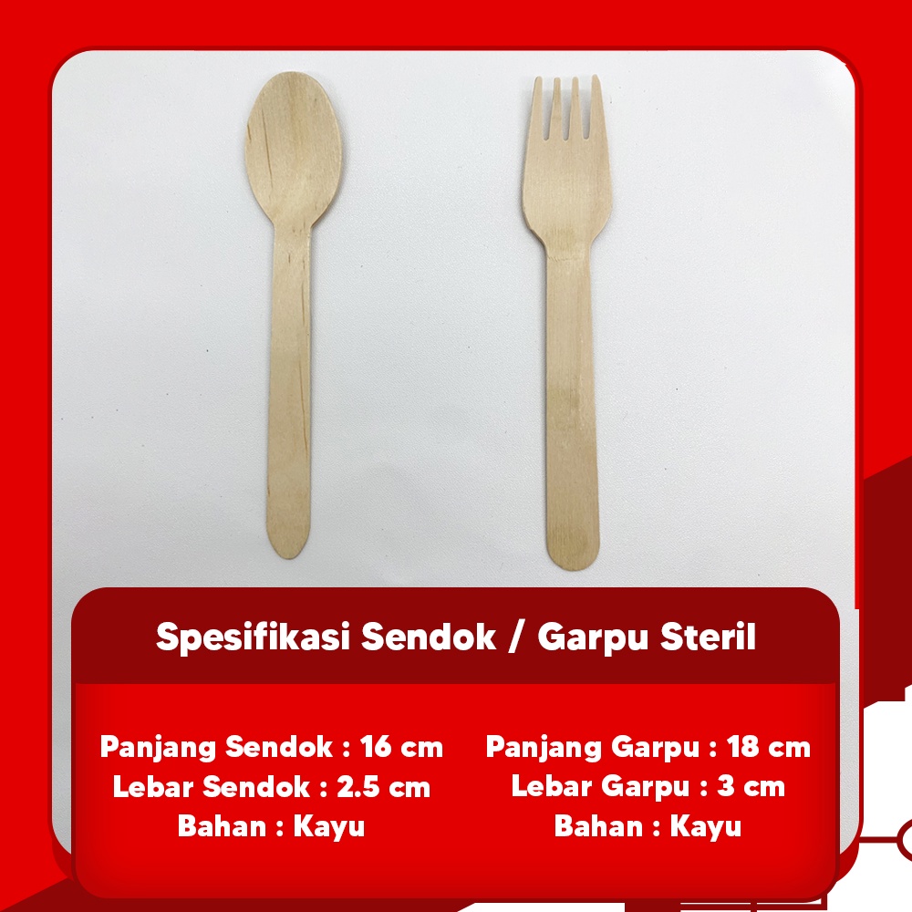 Sendok Makan Kayu Sekali Pakai / Garpu Makan Kayu Ukuran 16cm