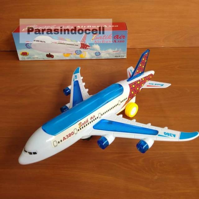 minan replika pesawat batik air musik lampu - mainan pesawat batik air bump go