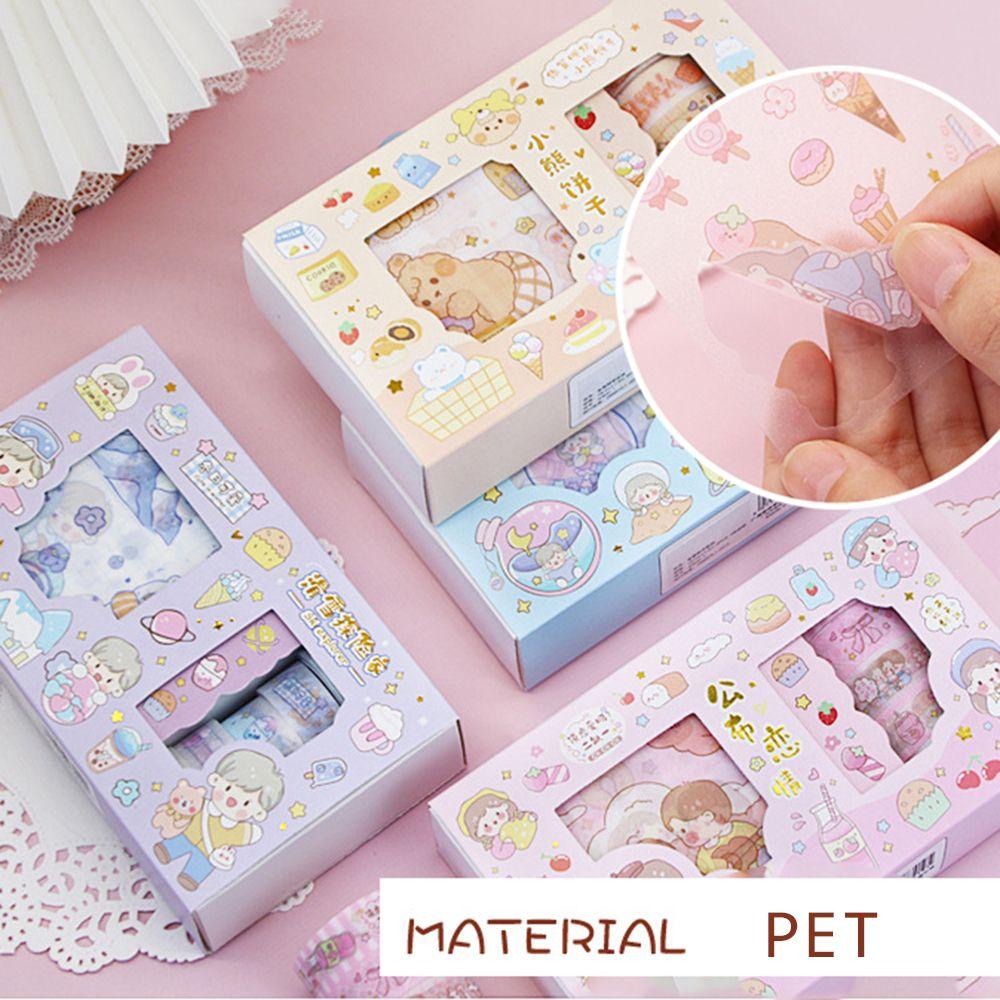 Lanfy Stiker Tape Dekoratif Kawaii Korea Kartun Alat Tulis Stiker Notebook Album Diary Jurnal Masking Tapes