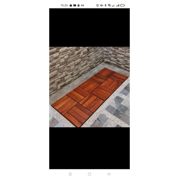 Lantai kayu jati Bongkar pasang Motif Salur Besar - Decking Tile Portable 4ply uk 30x30cm