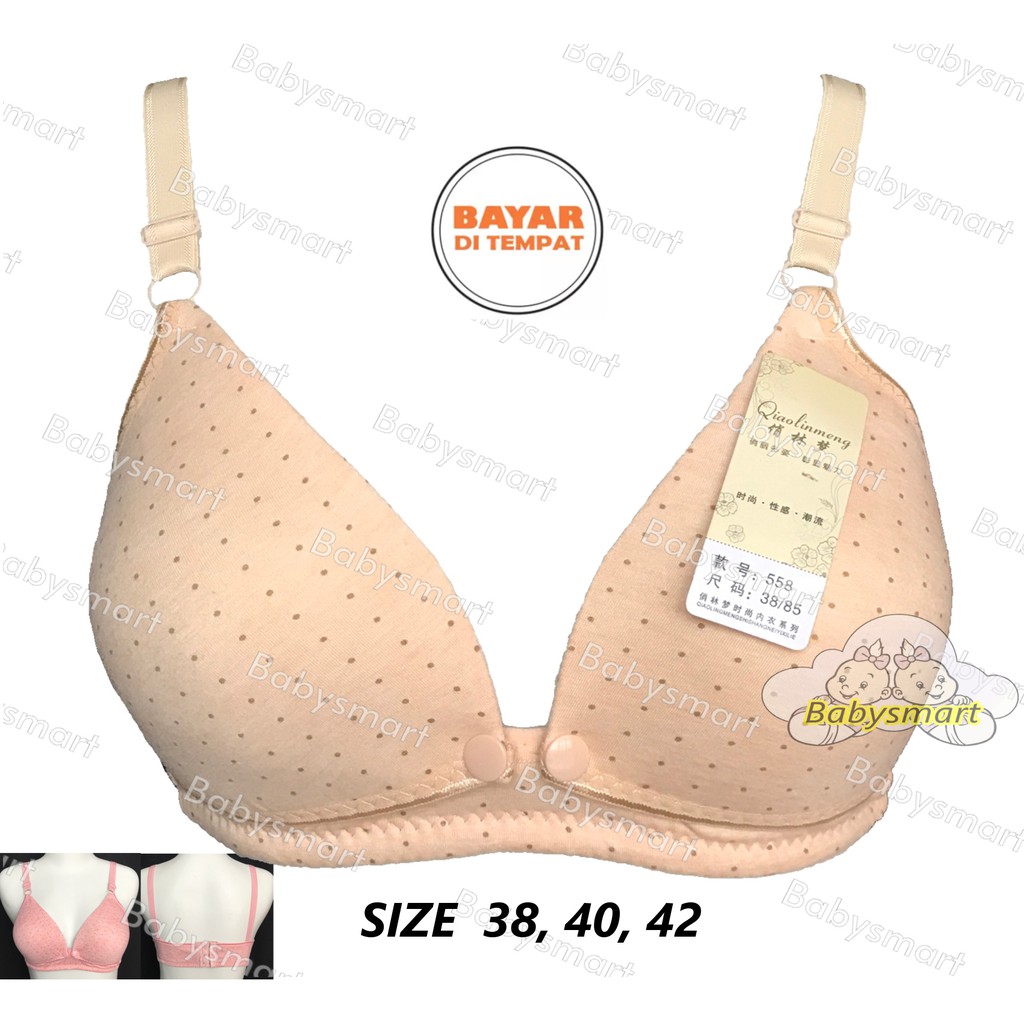 Babysmart - BH / Bra Ibu Menyusui/Nursing BRA QLM 558 Motif POLKADOT Dengan Busa Tanpa Kawat CUP BES