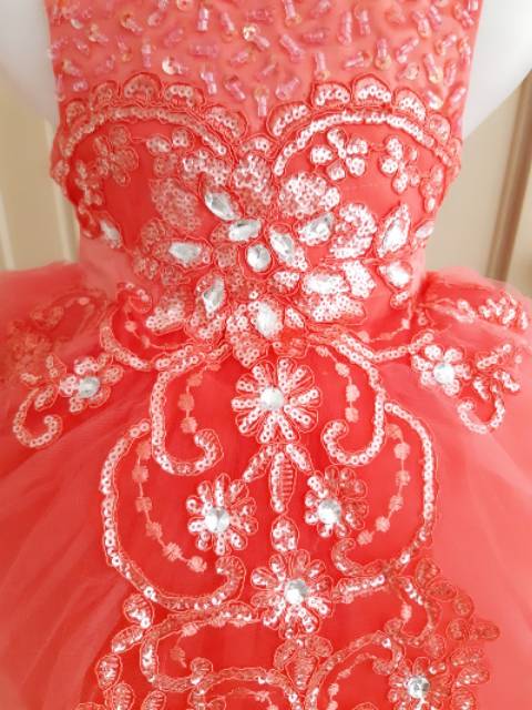 PREMIUM LOUISE DRESS Pesta anak perempuan / gaun ulang tahun pink merah putih wedding imlek