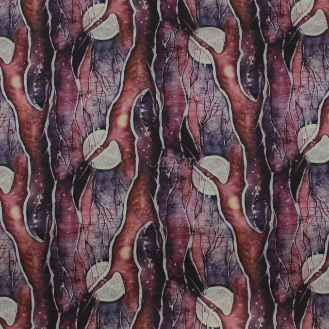Silky Strech Motif Abstract Wood Forest (Purple) (Alta Moda)*