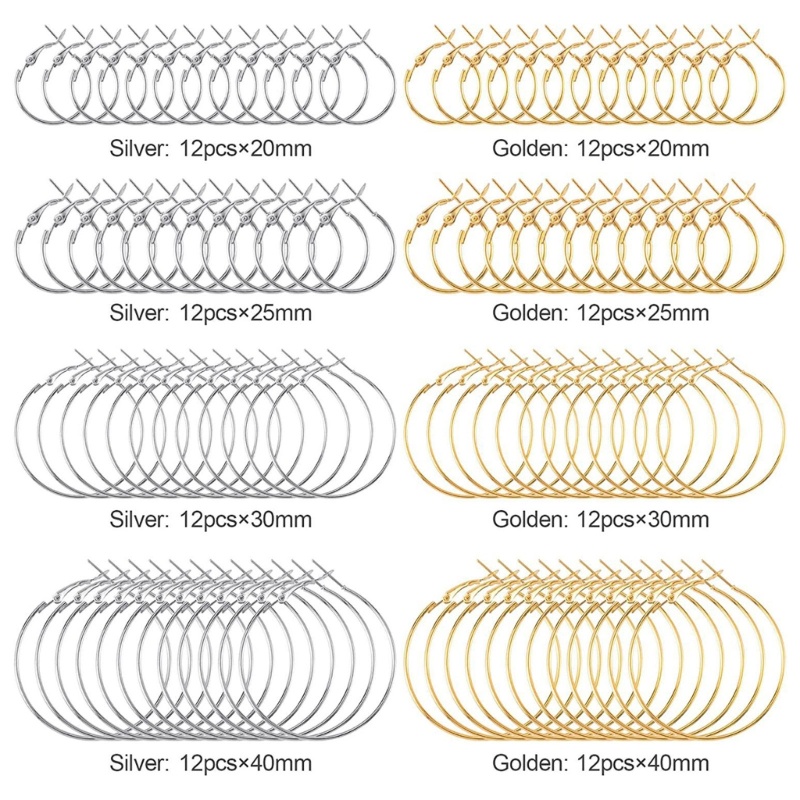 96pcs Anting Hoops Bentuk Bulat Bahan Alloy Hypoallergenic