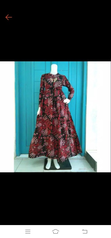 Gamis Batik Halus Terbaru Terlaris Motif Manggar Merah