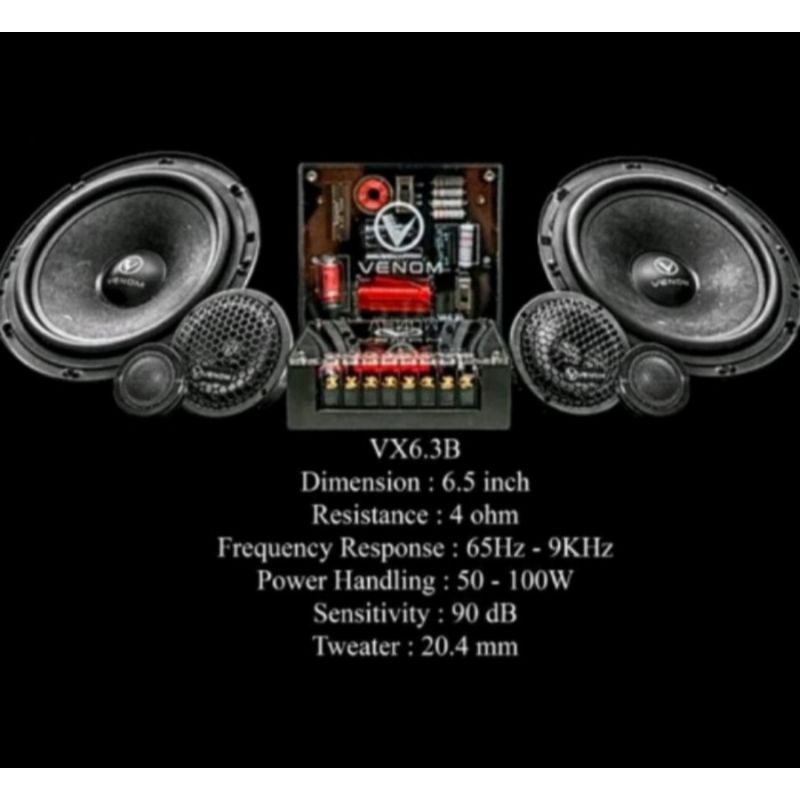 Speaker 3 Way VENOM Component Split VENOM BLACK VX 6.3B VENOM VX 6.3 B VENOM VX6.3B