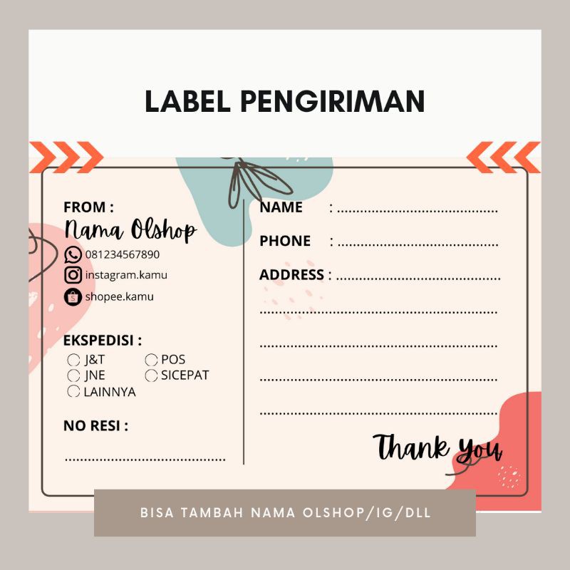 

(40pcs) Label Pengiriman Olshop | Stiker Alamat