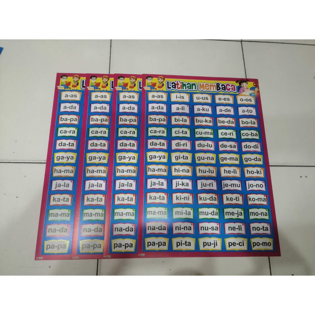 

POSTER LATIHAN MEMBACA- POSTER EDUKASI UNTUK ANAK-ANAK PAUD-TK-SD