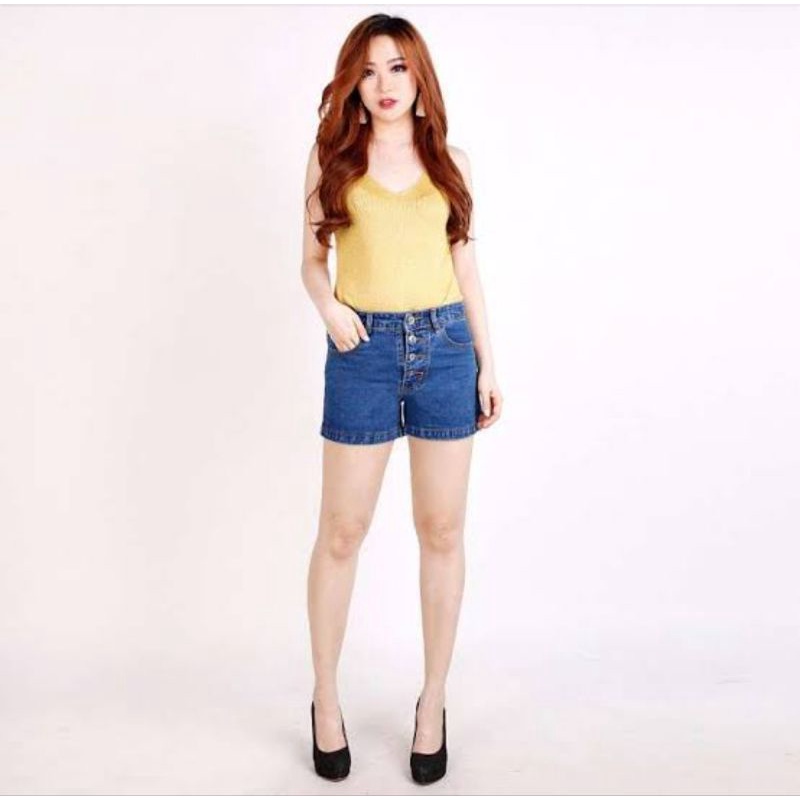 Hotpants short pants celana pendek jeans wanita model high waist straight