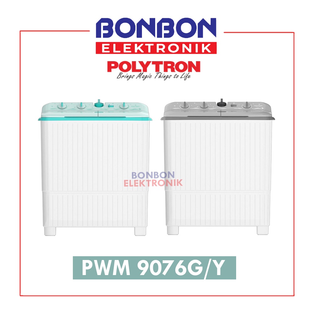 Polytron Mesin Cuci 2 Tabung 9KG PWM 9076 G/Y / 9076G 9076Y