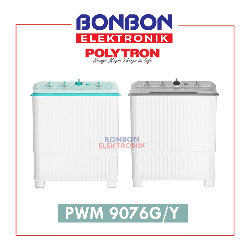 Polytron Mesin Cuci 2 Tabung 9KG PWM 9076 G/Y / 9076G 9076Y