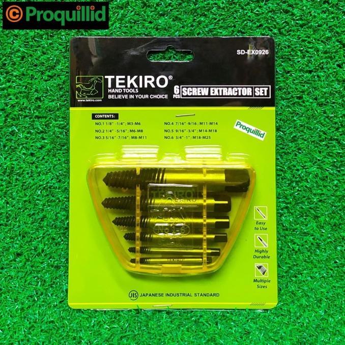 Baut Mur Pengencang Hand Tap Ulir Balik Drat Kiri Baut Patah Screw Extractors Set Tekiro