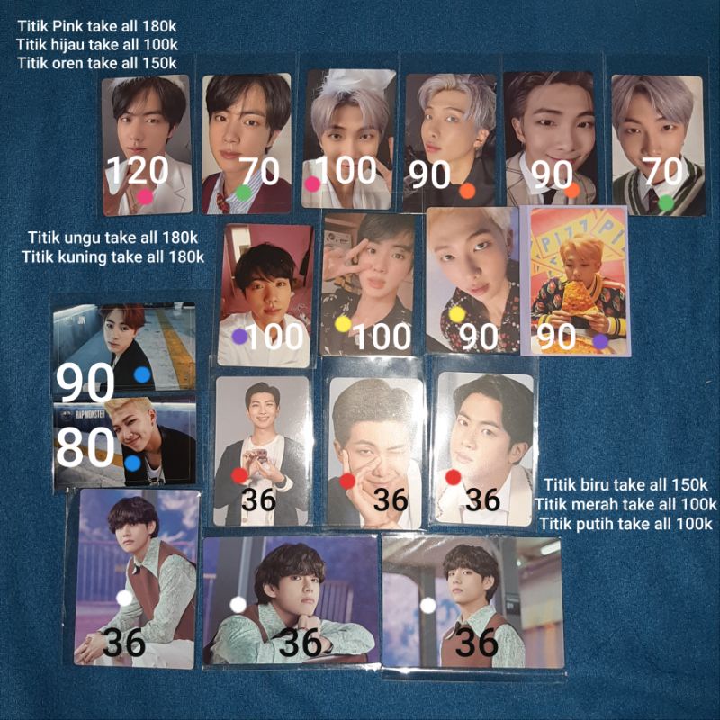 PHOTOCARD BTS OFFICIAL PHOTOCARD JIN SEOKJIN RM NAMJOON PHOTOCARD BTS OFFICIAL NAMJOON RM SEOKJIN JI