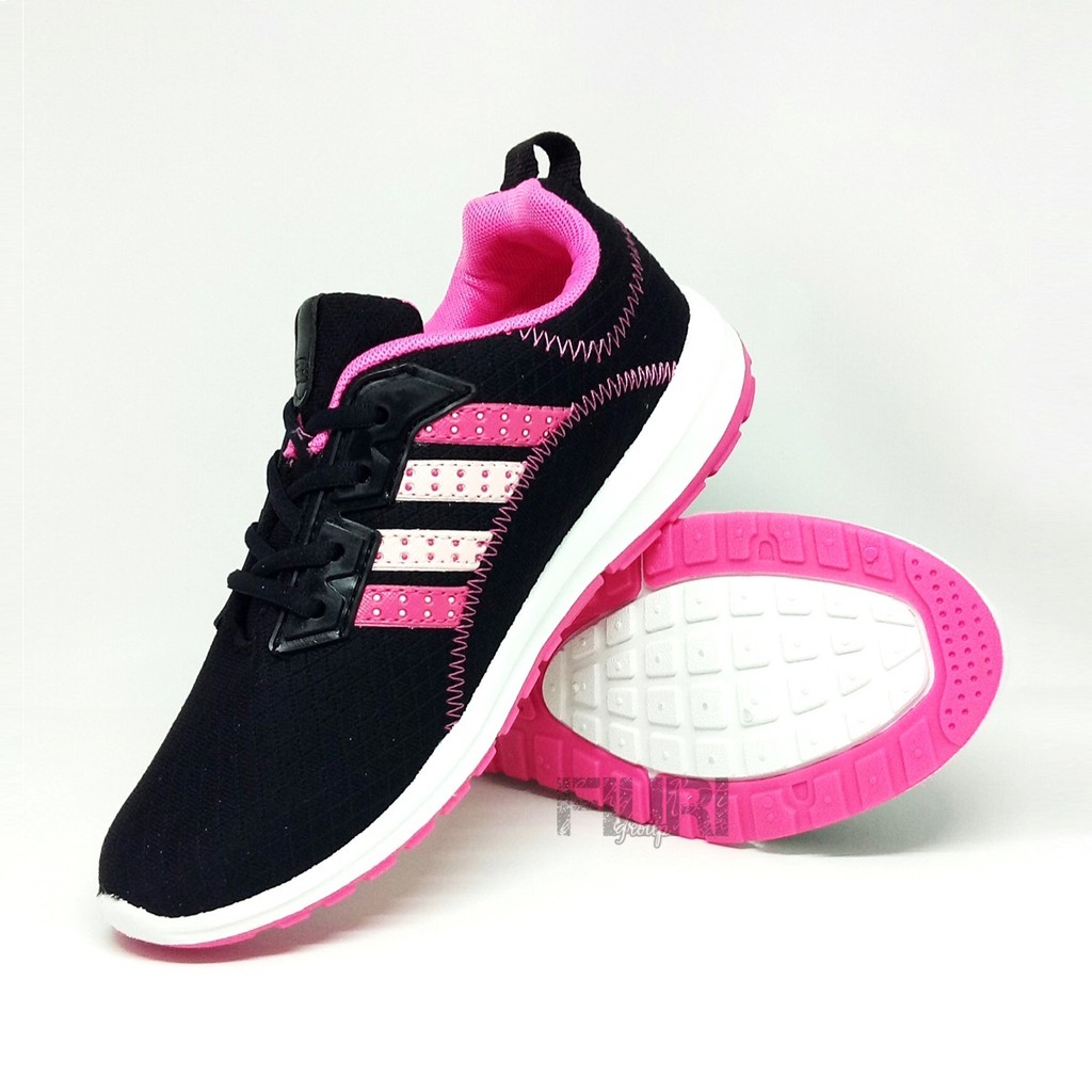 FIURI - ANDO ORIGINAL - PLANO 33-40 HITAM PINK - SEPATU SNEAKERS SPORT KANVAS SOL KARET ANAK PEREMPUAN - SEPATU KETS FASHION TRENDY WANITA DEWASA - SEPATU OLAHRAGA LARI FITNES SENAM KERJA KULIAH BERTALI CEWEK MURAH PROMO DISKON BONUS KAOS KAKI