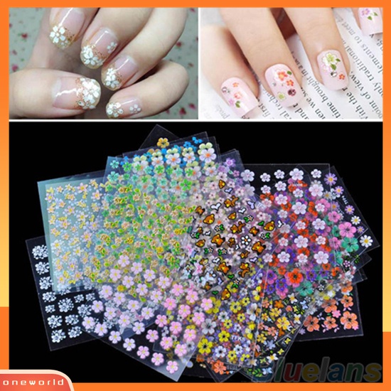 (ONWO) 30 Lembar / Set Stiker Decal Motif Bunga Campur Untuk Aksesoris Nail Art / Manicure DIY