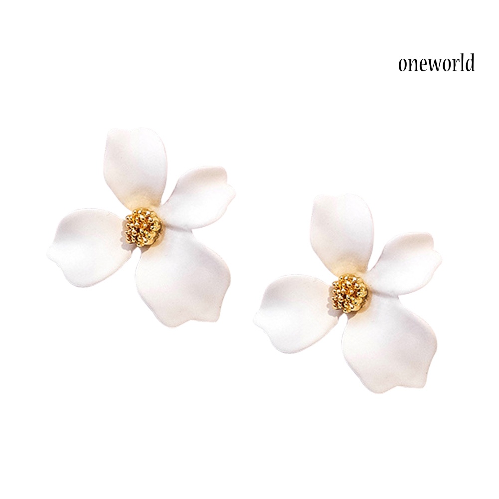 OW@ Fashion Girls Flower Ear Studs Women All-match Date Party Travel Earrings Gift-White