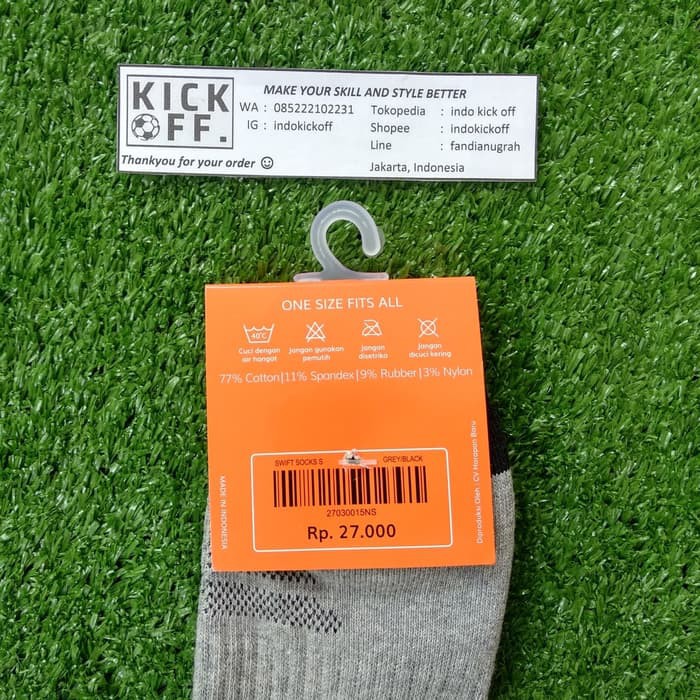 KAOS KAKI OLAHRAGA ORTUSEIGHT / KAOS KAKI PENDEK ORTUSEIGHT SWIFT SOCKS S - GREY