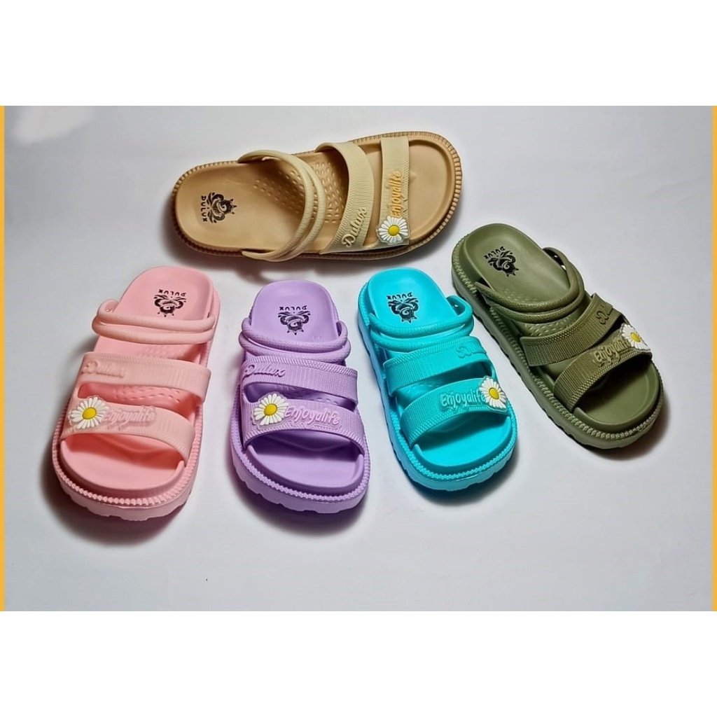 HARGA PROMO.sendal slop anak perempuan remaja motif bunga matahari size 24-40