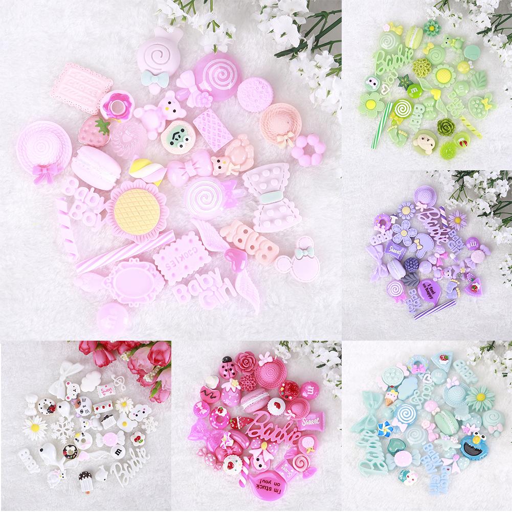 

30 pcs DIY Kerajinan Campuran Hewan Pola Bunga Pipih Resin Tombol Kembali Datar Scrapbooking