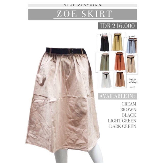 ZOE SKIRT / ROK IMPORT KOREA / ROK A LINE / LONG SKIRT / ROK PANJANG
