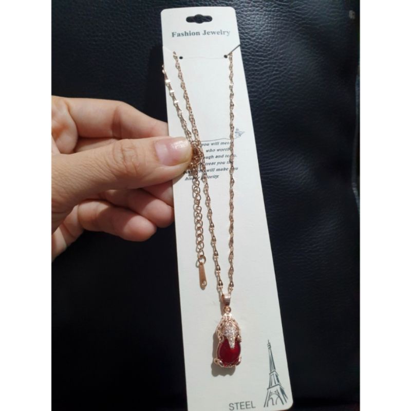 Kalung Titanium asli Rosegold Premium Quality Anti karat anti alergi Branded band 015