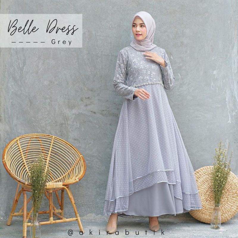 [BISA COD] TERLARIS BELLA DRESS/GAMIS BROKAT MIX TILE DOT/GAMIS PESTA