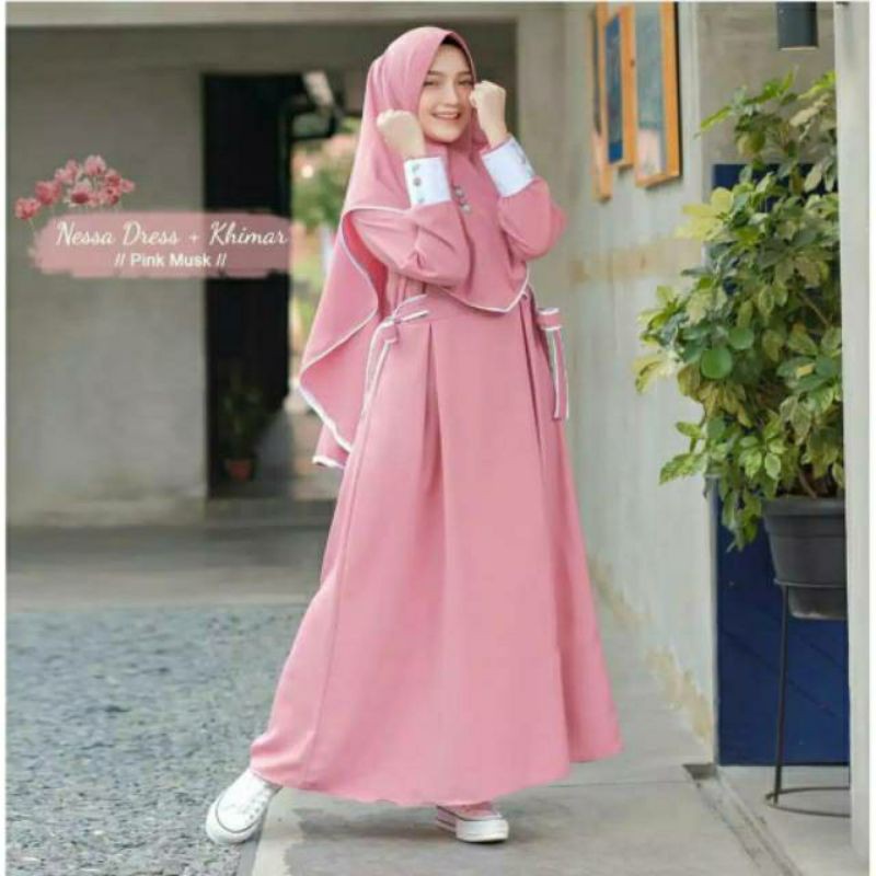 NESSA DRESS gamis moscrepe plus hijab