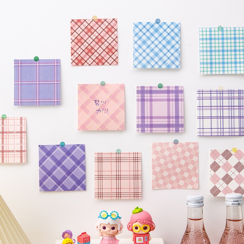 Set 200 Lembar Kertas Memo Portable Motif Kotak-Kotak Untuk Pelajar