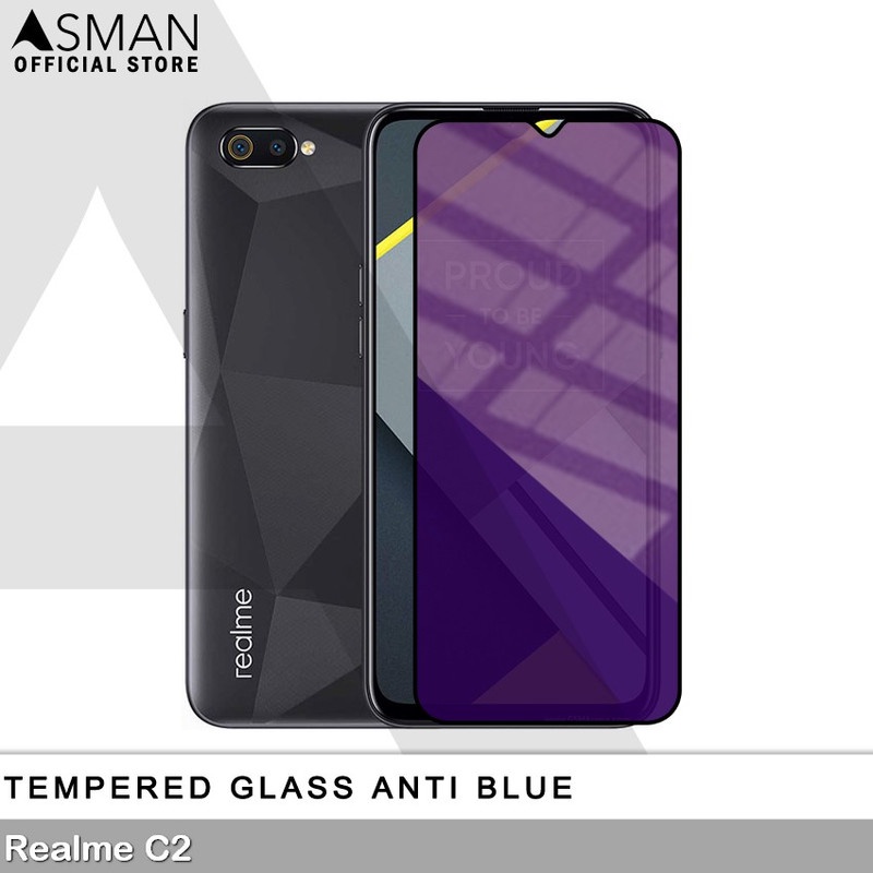 Tempered Glass Blue Light Full Lem Realme C2 Anti Radiasi