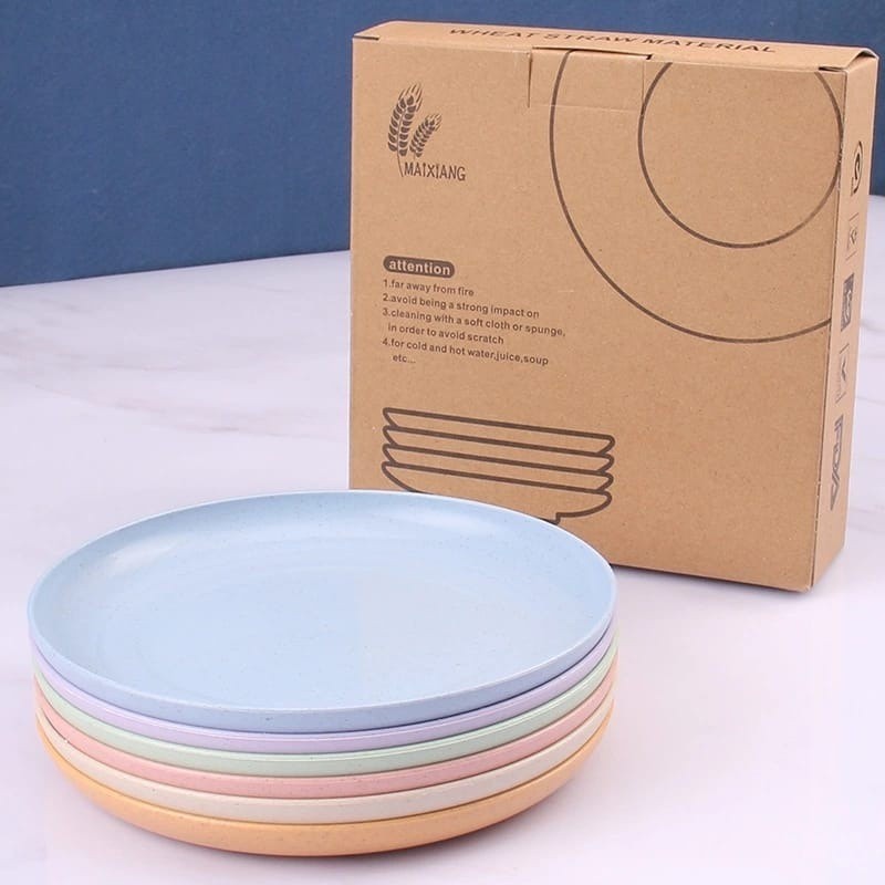 PM1 Piring Plastik Kecil Wheat Straw Plate 1 Set Isi 4 Jerami Piring Makan Saji Piring Makan Set