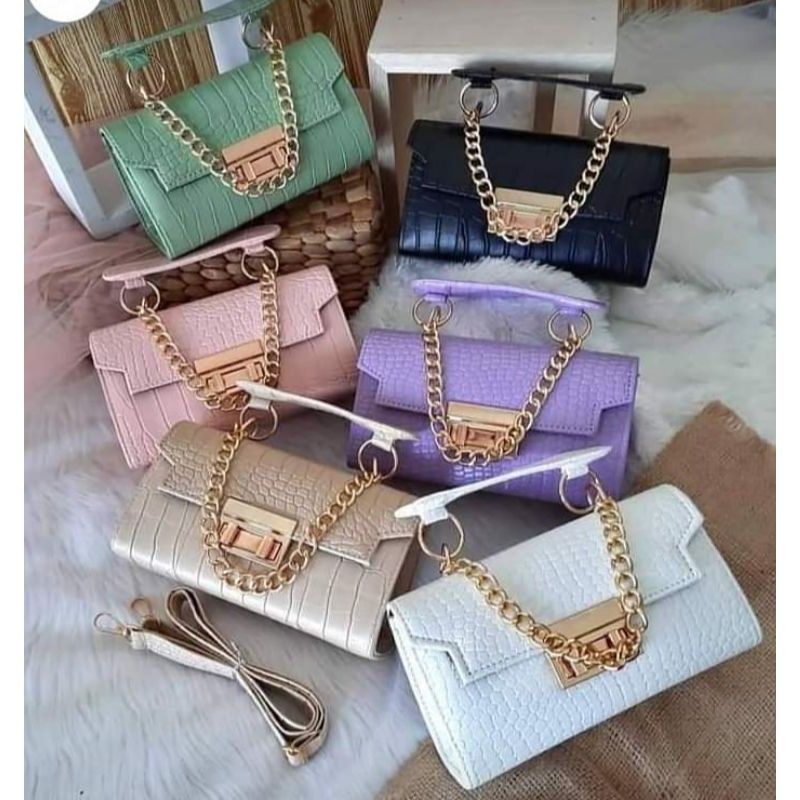 Tas Andin Micro Baguette selempang croco Fashion wanita Slingbag Viral Ikatan Cinta