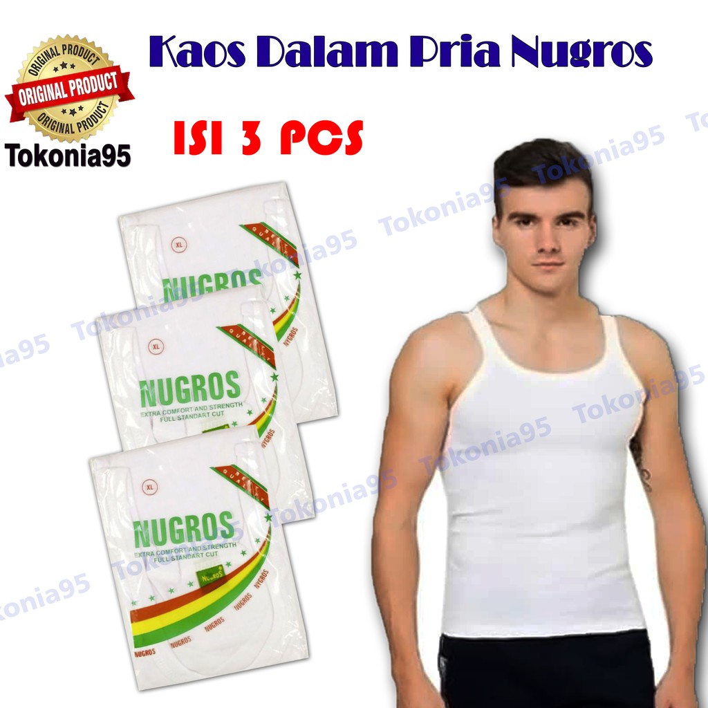 Promo 3Pcs Singlet Pria Dewasa - Kaos Dalam Pria Nugros