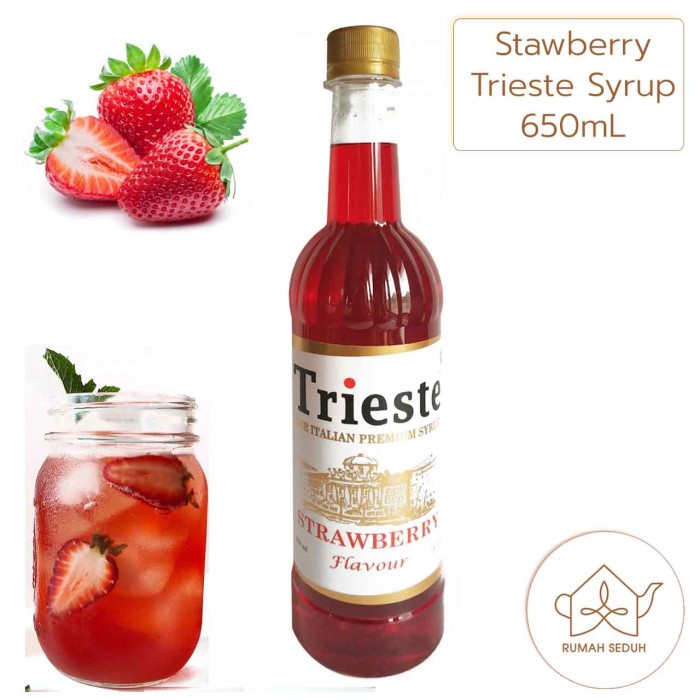 

650 mL Sirup Strawberry Trieste - Sirop Stroberi Enak - Tea Syrup