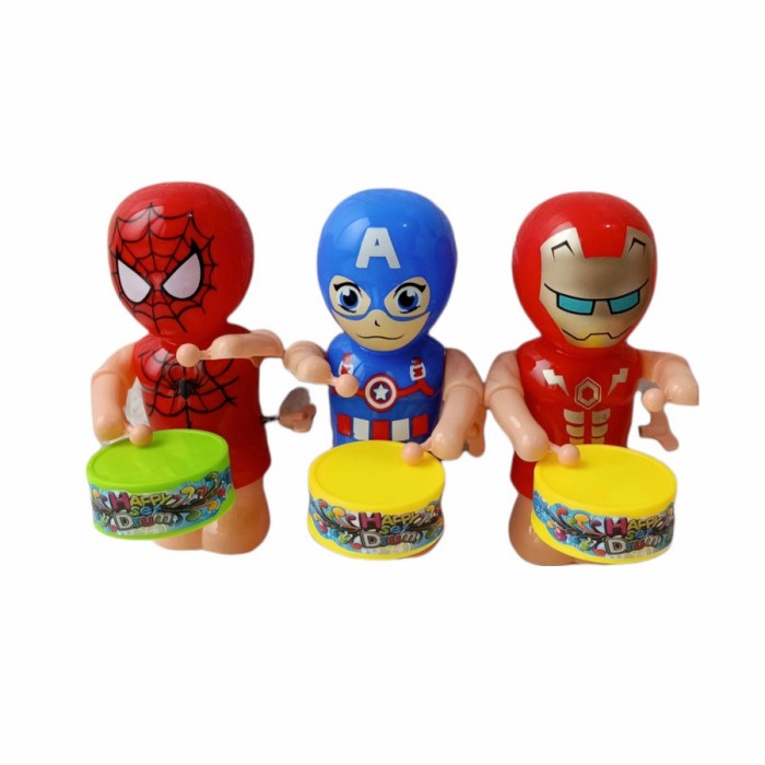 Boneka Pukul Drum Kado Mainan Anak 1 2 3 4 Tahun Robot Avangers Anak - RANDOM