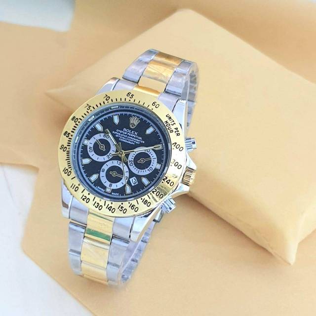 Jam tangan pria rolex sport combi gold