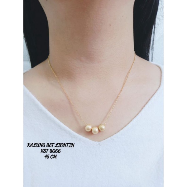 Kalung Titanium Wanita Bandul Bola Bola Fashionanable