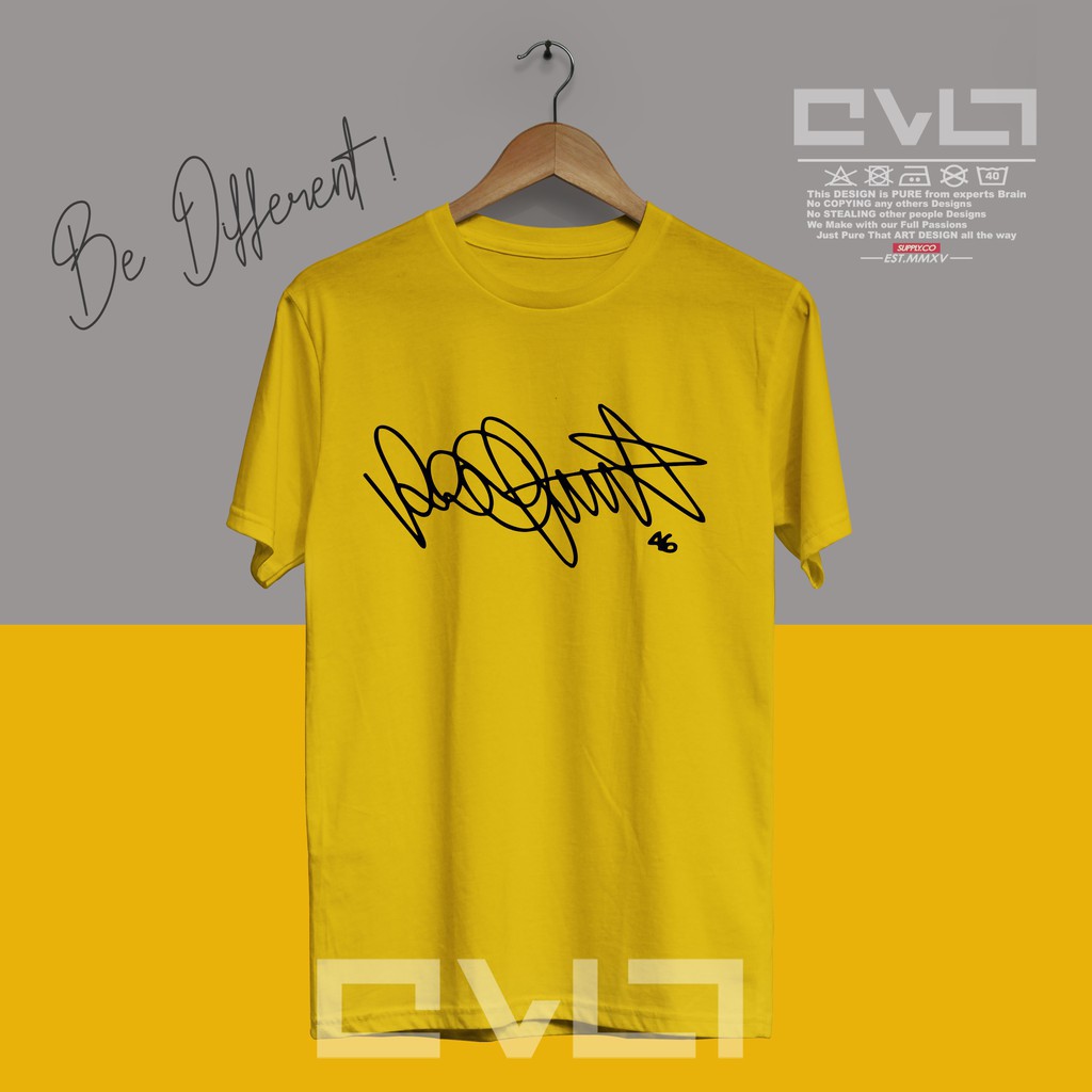 Kaos / Baju MotoGP Valentino Rossi Signature Kaos Otomotif Keren Murah -Mawar
