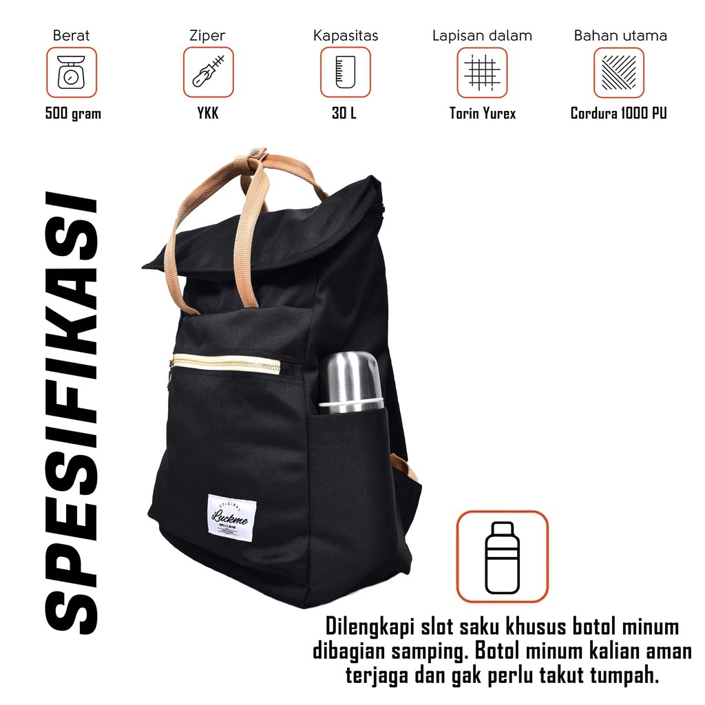 LM 02 Tas Ransel Backpack gendong distro Bag pack wanita sekolah waterproof Luckme-1