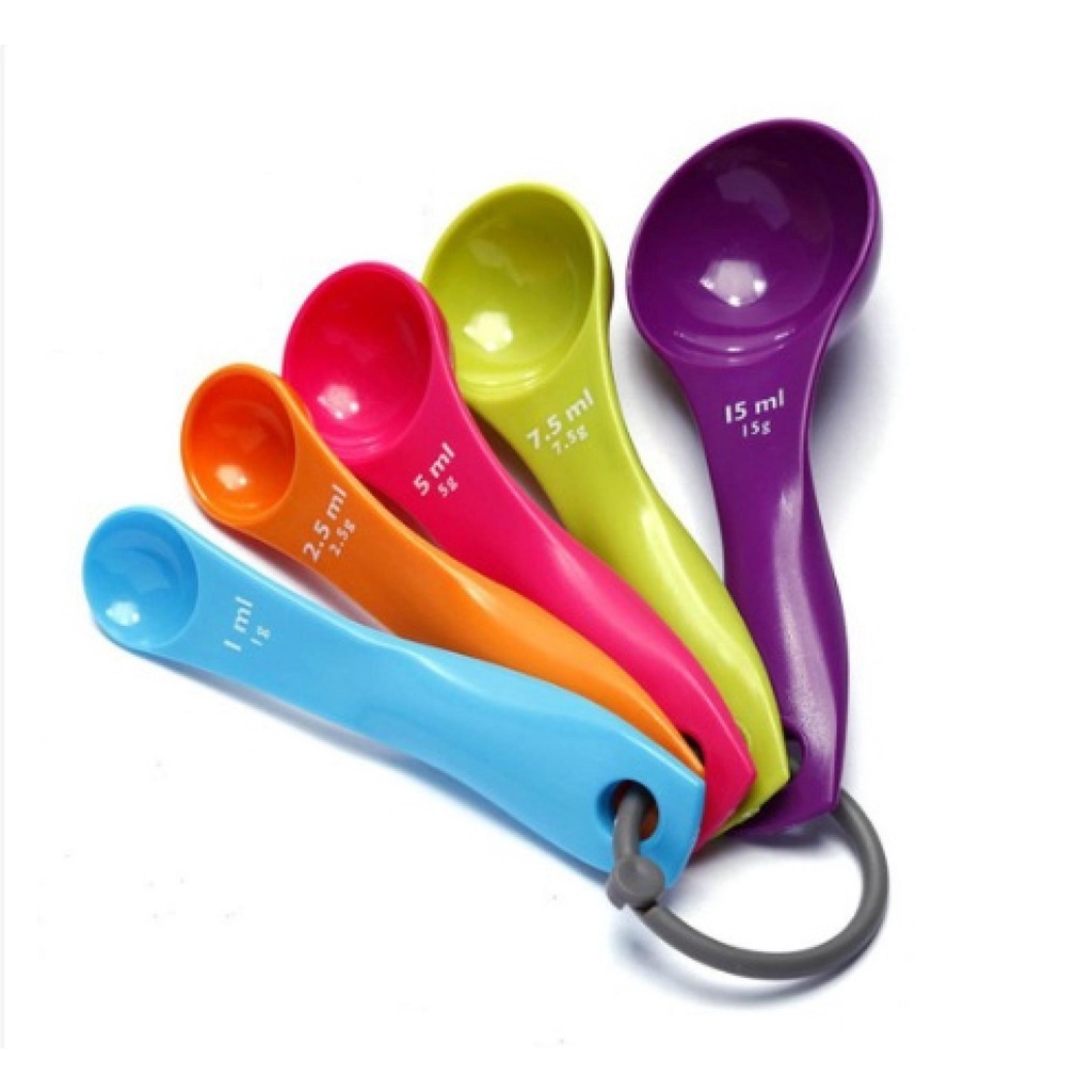 (B030) Sendok Takar Set 5 In1 Takaran Sendok Ukur Warna Warni 5 Ukuran