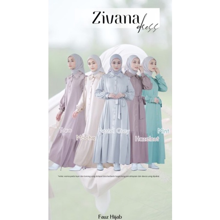 Gamis Premium Zivana Dress by Fauz Hijab|Gamis Polos Elegan|Gamis Syari|Gamis Busui|Gamis Tali Pingg