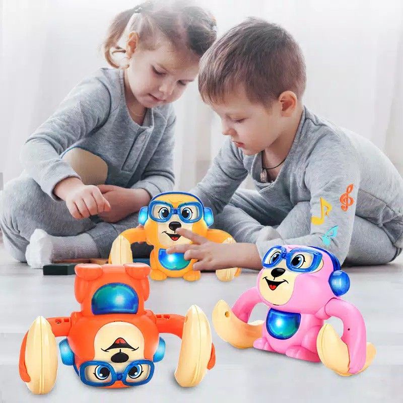 happy flip little monkey baby voice/monyet jungkir balik full musik sensor tepuk/bebek dan pinguin jungkir balik full musik sensor tepuk/baby control monyet tumbling sensor