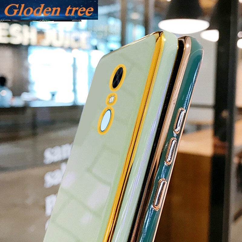 Casing Handphone Xiaomi redmi 5 Motif Pohon Warna Emas