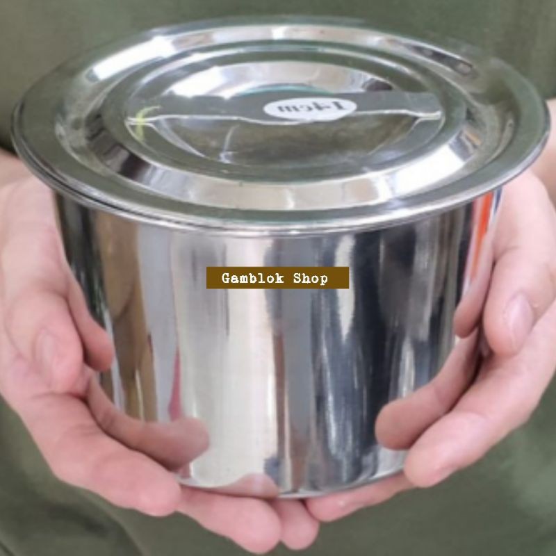 Mangkok Baskom Bowl Stainless Steel&Tutup Stainless Steel 18cm