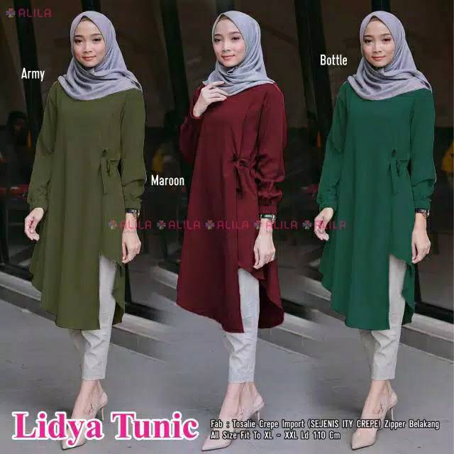 Lidya Tunik/TUNIK WANITA/Fit XL/ld=102-105cm pj=105cm /update terbaru/