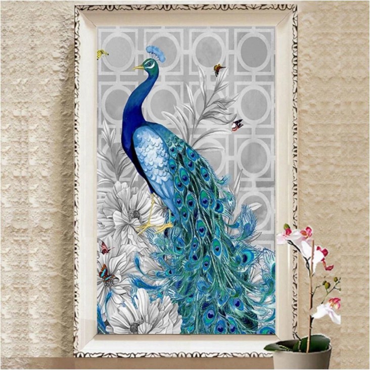 Diy Lukisan Diamond 5d Dengan Gambar Mozaik Burung Merak 3d Untuk