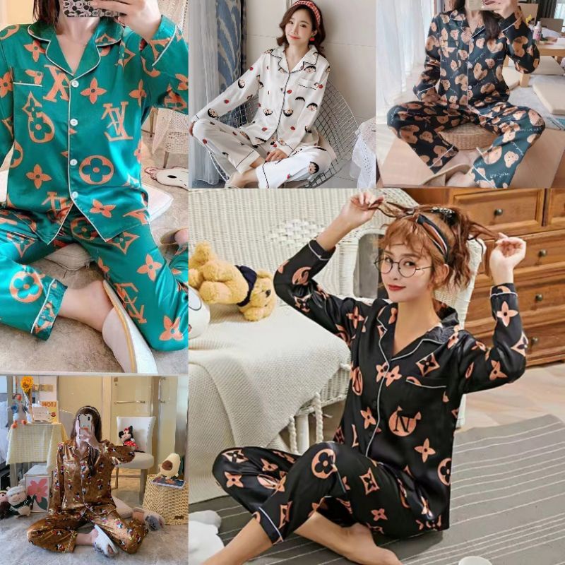 Piyama Pp wanita baju tidur import satin lengan panjang